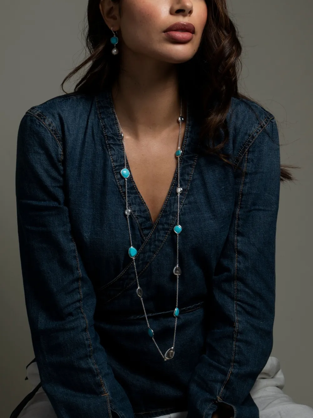 Dower & Hall Gemstone-embellished Necklace In Silver