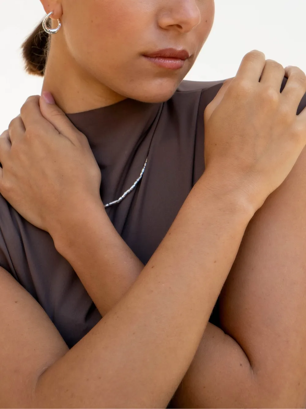 Dower & Hall Entwined Twist Huggie Hoop Earrings In Silver
