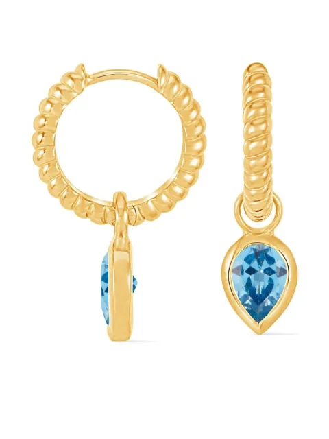DOWER AND HALL twist huggie charm hoop earrings
