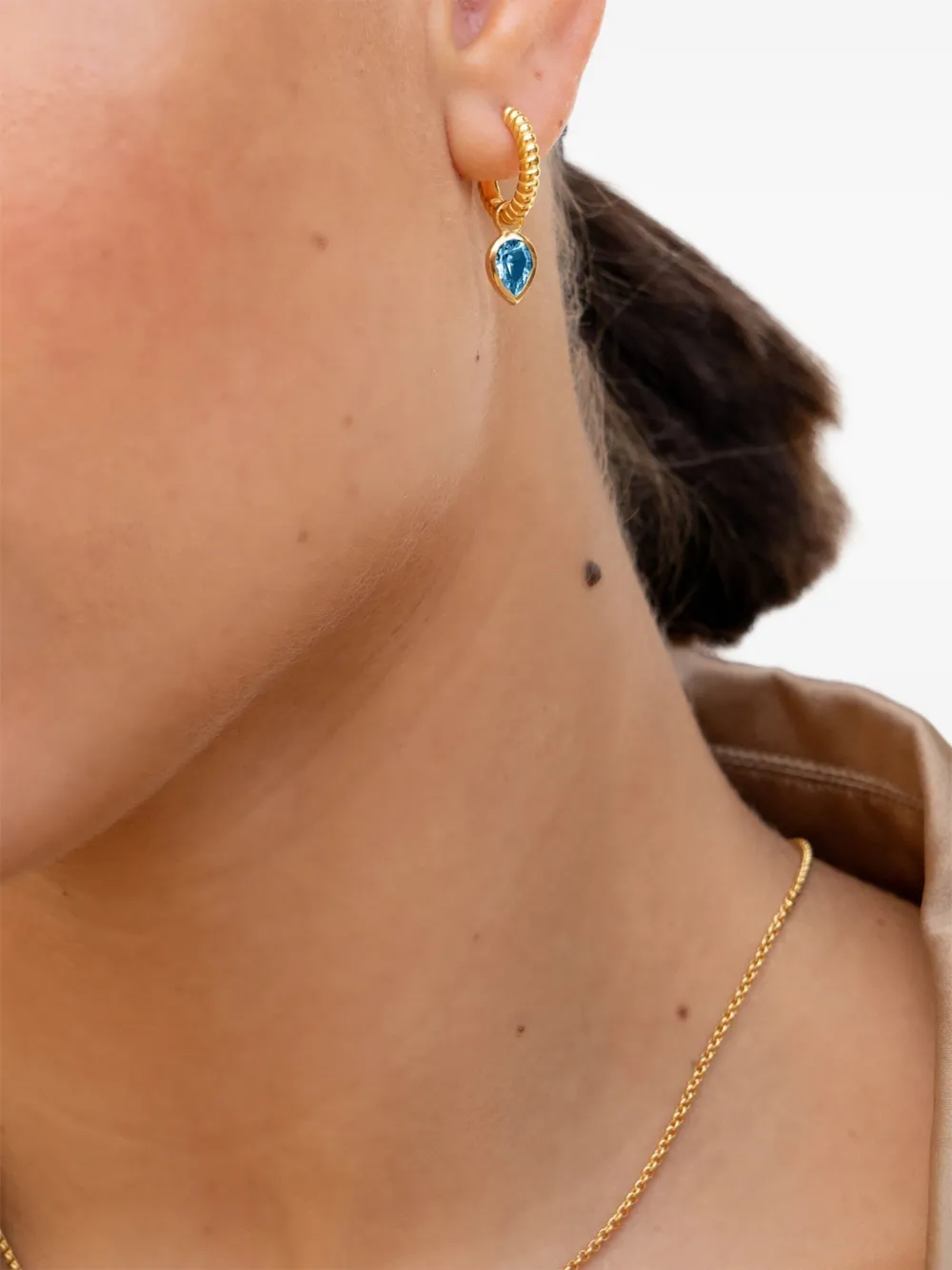 DOWER AND HALL twist huggie charm hoop earrings | Image 2