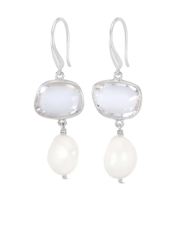 DOWER AND HALL Pebble Pearl Drop Earrings White