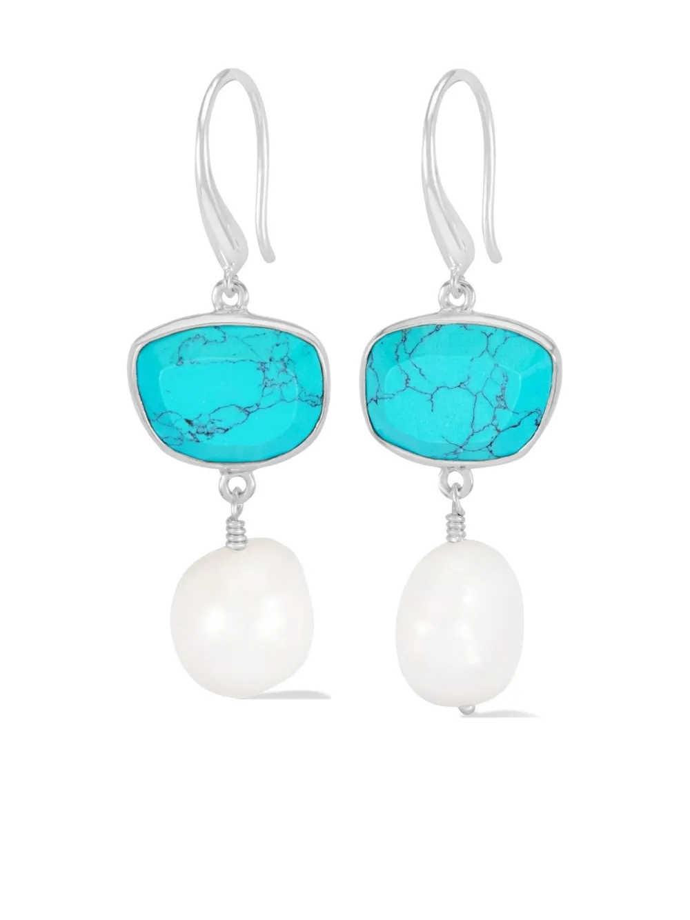 Dower & Hall Women's Chalcedony Pebble & Pearl Drop Earrings In Silver In Blue