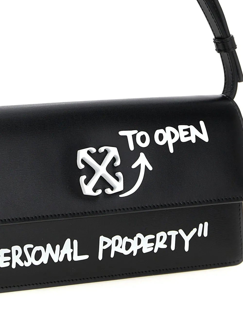 Off-white Black Jitney 0.7 Quote Shoulder Bag In Schwarz