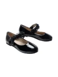 Tulleen rose-appliqué patent-leather ballerina shoes - Black