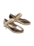 Tulleen rose-appliqué ballerina shoes - Gold