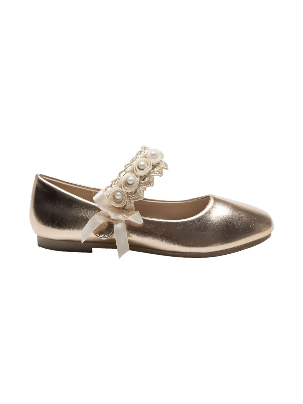 Tulleen rose-appliqué ballerina shoes Gold