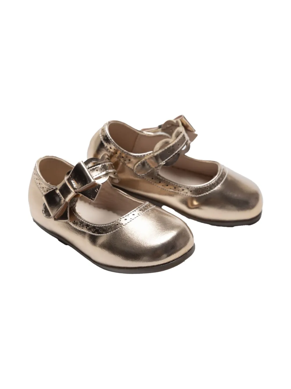 Tulleen bow-detail ballerina shoes Gold