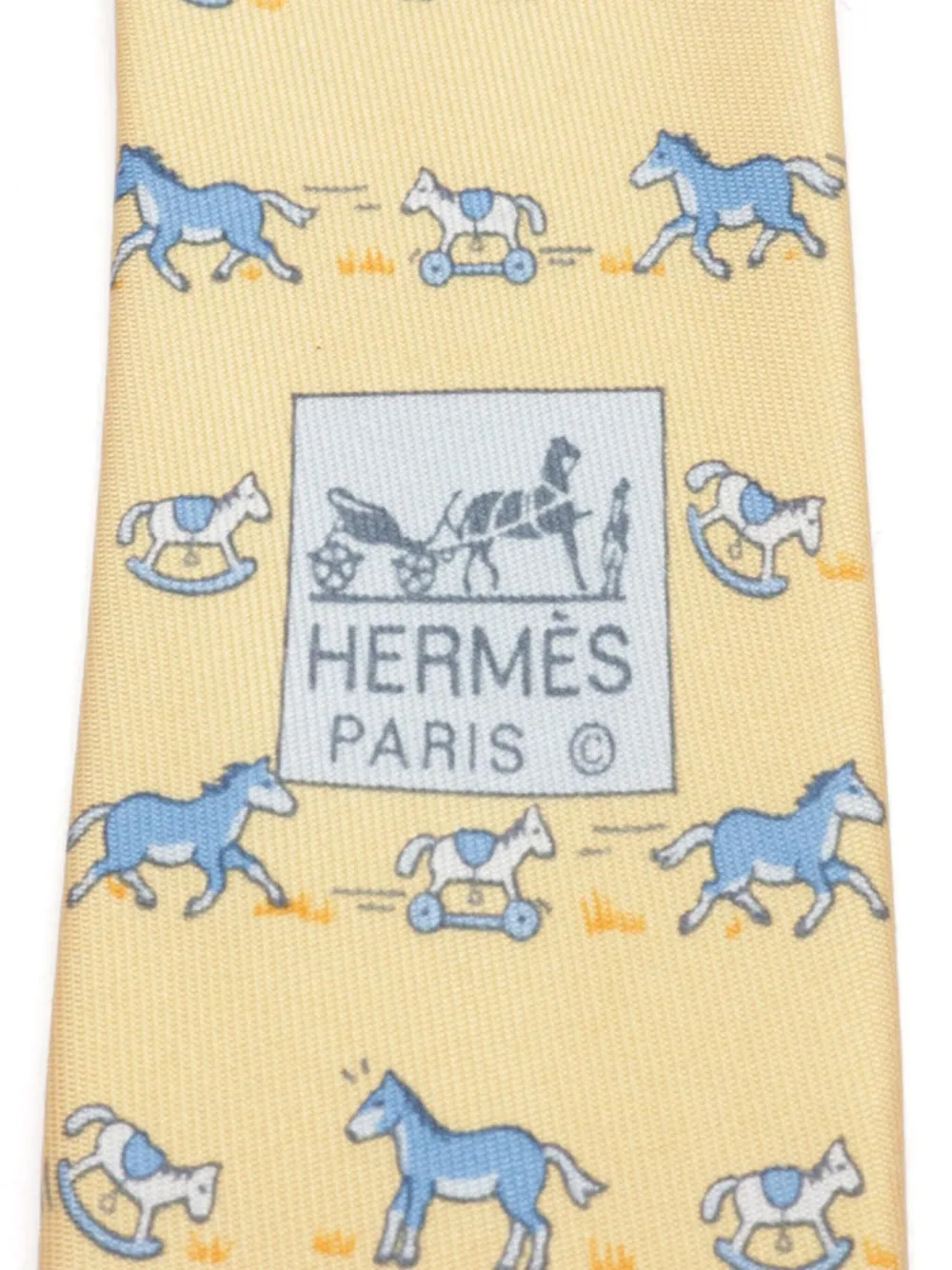 Hermès Pre-Owned 2010s Wooden Horse tie - Geel