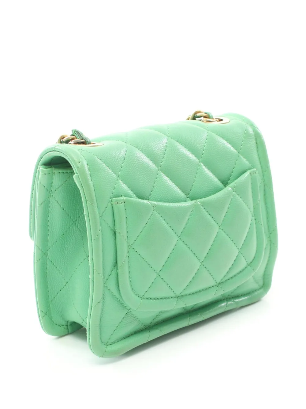 CHANEL Pre-Owned 2021-2022 Classic Flap vierkante mini-schoudertas - Groen