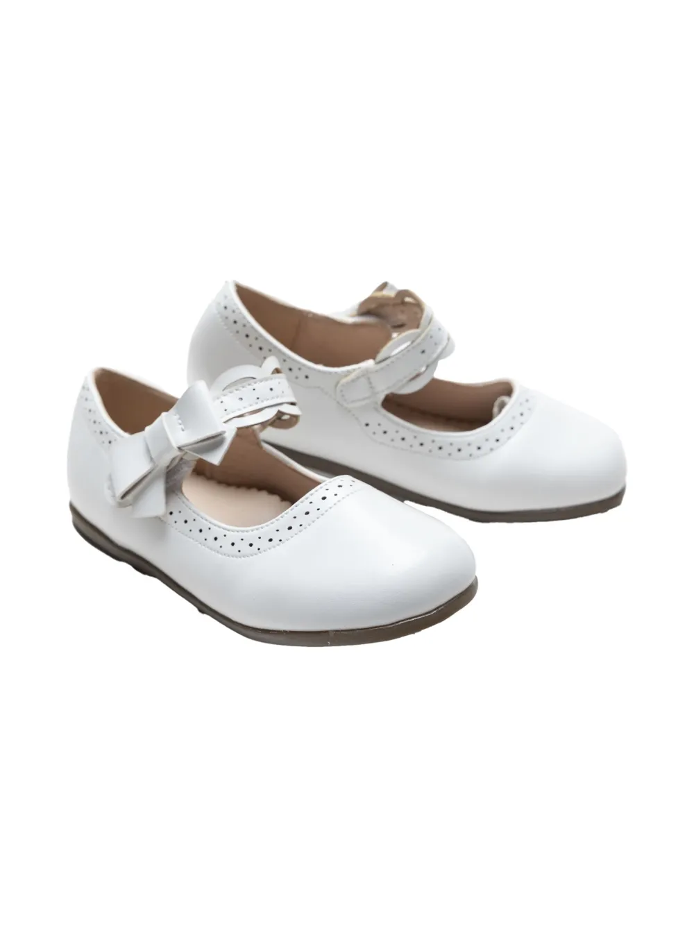 Tulleen bow-detail ballerina shoes White