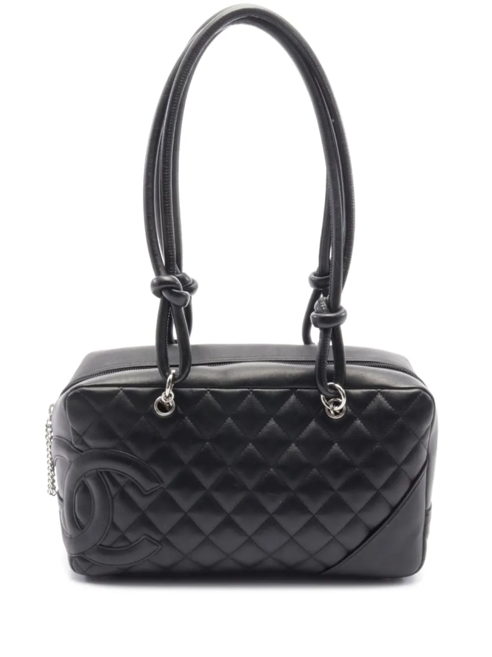 Pre-owned Chanel 2005-2006 Cambon Line Bowling Bag In Black