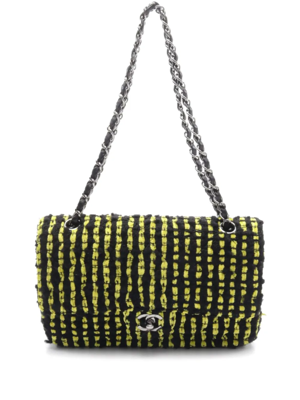 CHANEL Pre-Owned 2004-2005 ツイード フラップ ショルダーバッグ - ブラック CHANEL Pre-Owned 2004-2005 ツイード フラップ ショルダーバッグ - ブラック