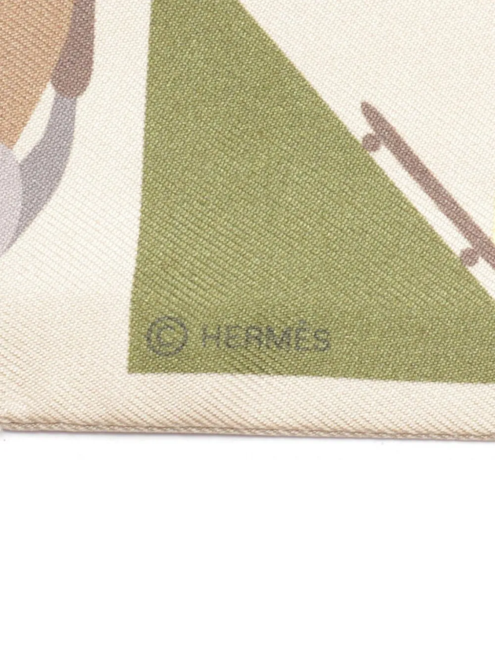 Hermès Pre-Owned 2010s Twilly Figures Libris scarf - Beige