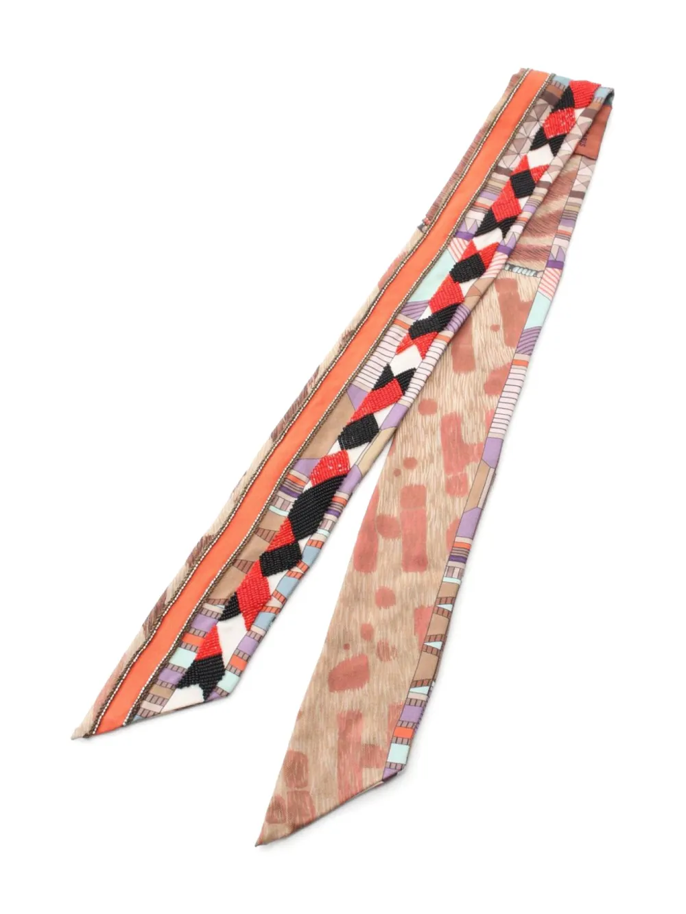 Pre-owned Hermes 2010s Twilly Precio Scarf In Neutrals