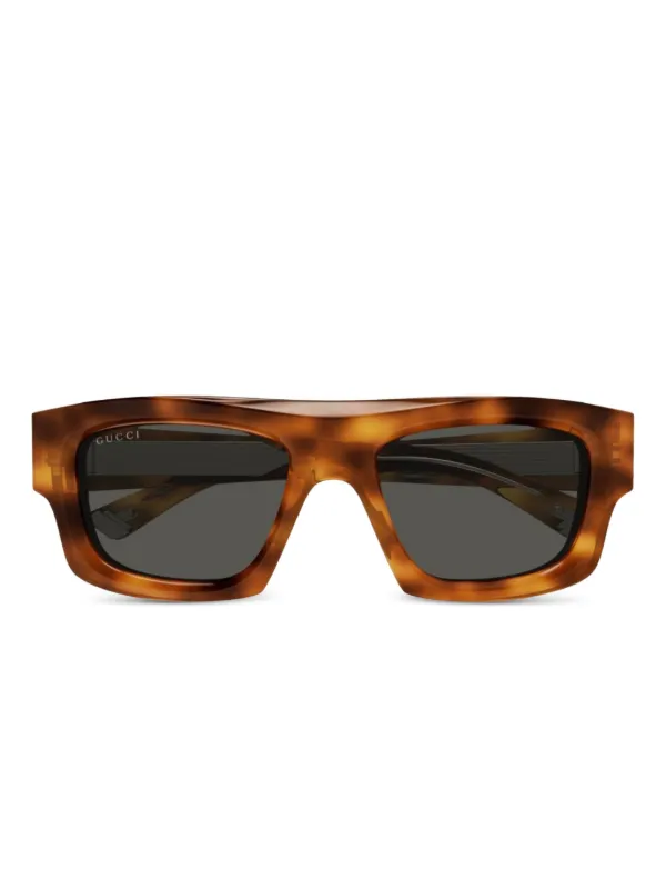 Gucci Eyewear スクエアフレーム サングラス | ブラウン | FARFETCH JP