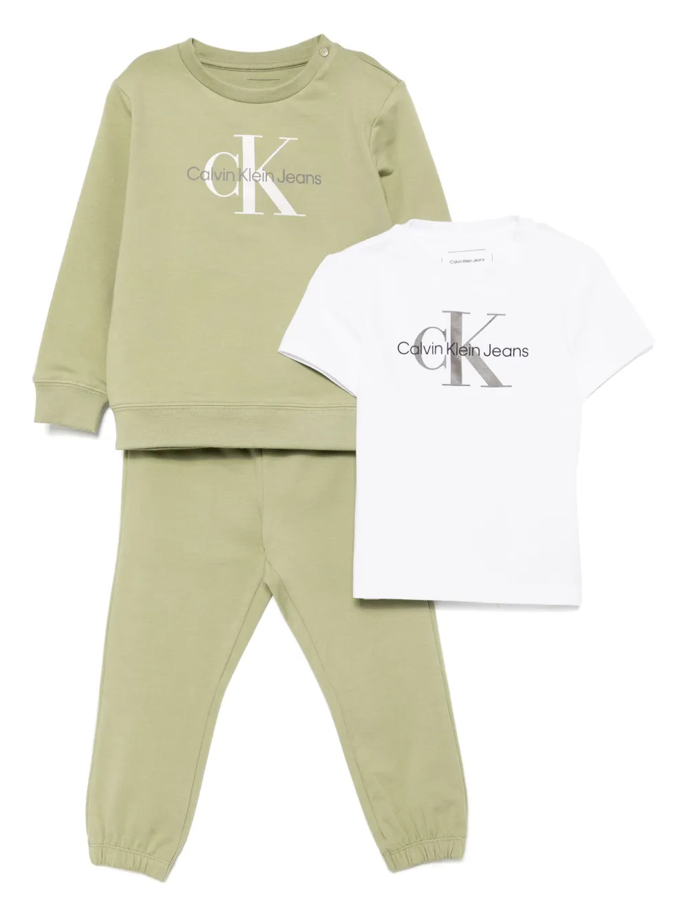 Calvin Klein Kids logo-print tracksuit (set of three) | Green | Image 1