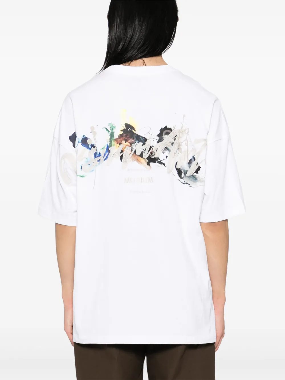 Musium Div. T-shirt met geborduurd logo Wit