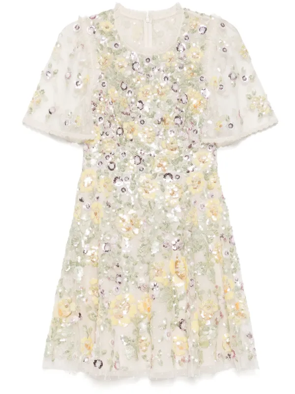 needle and thread mini dress Needle & Thread Elina Mini Dress | Neutrals