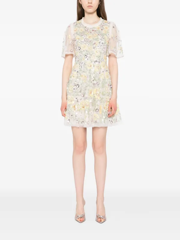 Needle & Thread Elina Mini Dress | Neutrals | FARFETCH