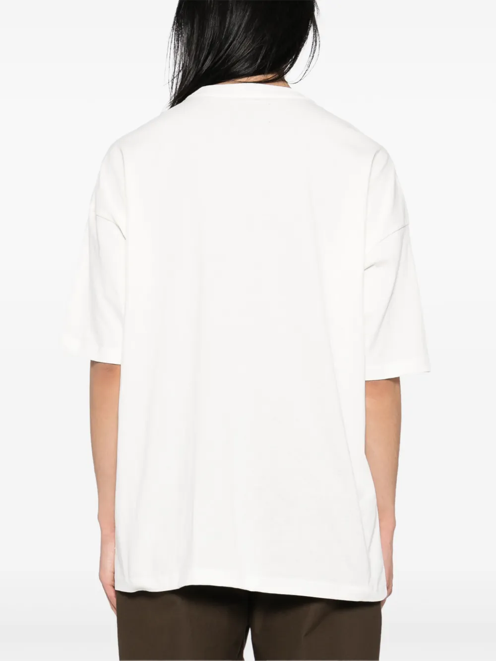 Musium Div. T-shirt met geborduurd logo Beige
