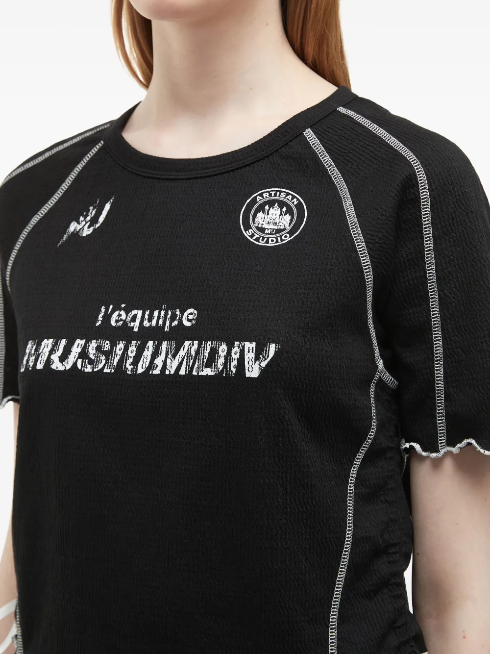 Musium Div. T-shirt met logoprint Zwart