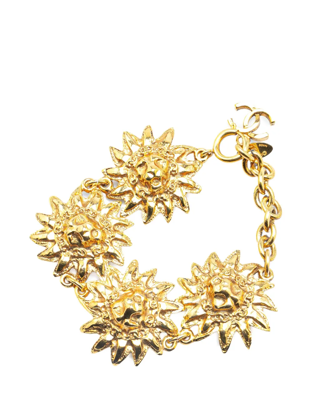 CHANEL Pre-Owned 1970-1980 vergulde armband met leeuwenkop - Goud