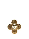 CHANEL Pre-Owned 1980-1990 Gold Plated CC Clover Brooch costume brooch