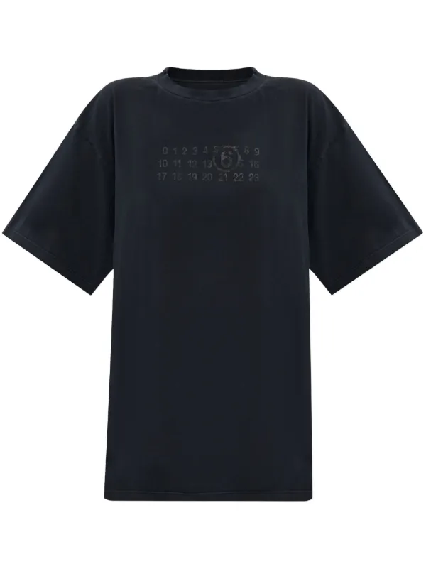 MM6 Maison Margiela Numbers プリント Tシャツ | ブラック MM6 Maison Margiela Numbers プリント Tシャツ | ブラック