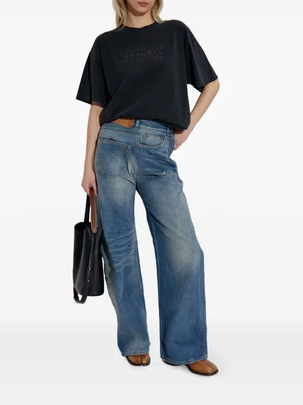 MM6 Maison Margiela Numbers プリント Tシャツ | ブラック MM6 Maison Margiela Numbers プリント Tシャツ | ブラック