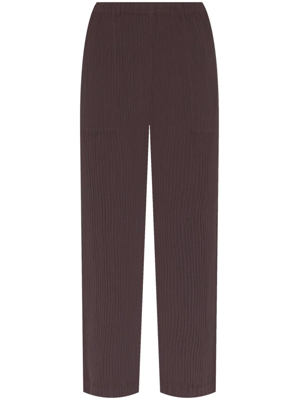 Shop Issey Miyake Hatching Pleats Trousers In Brown