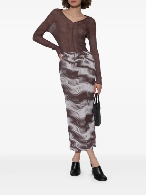 Issey Miyake シフォン トップ | ブラウン | FARFETCH JP