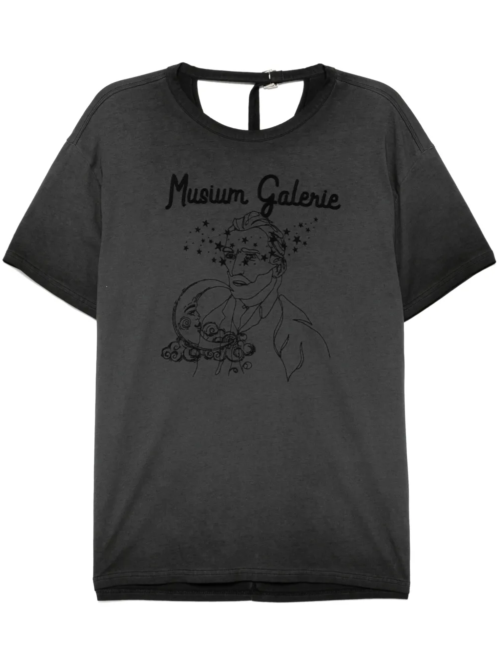 Musium Div. T-shirt met borduurwerk Zwart