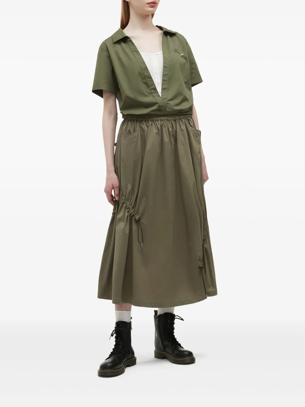 Musium Div. Blouse met geborduurd logo - Groen