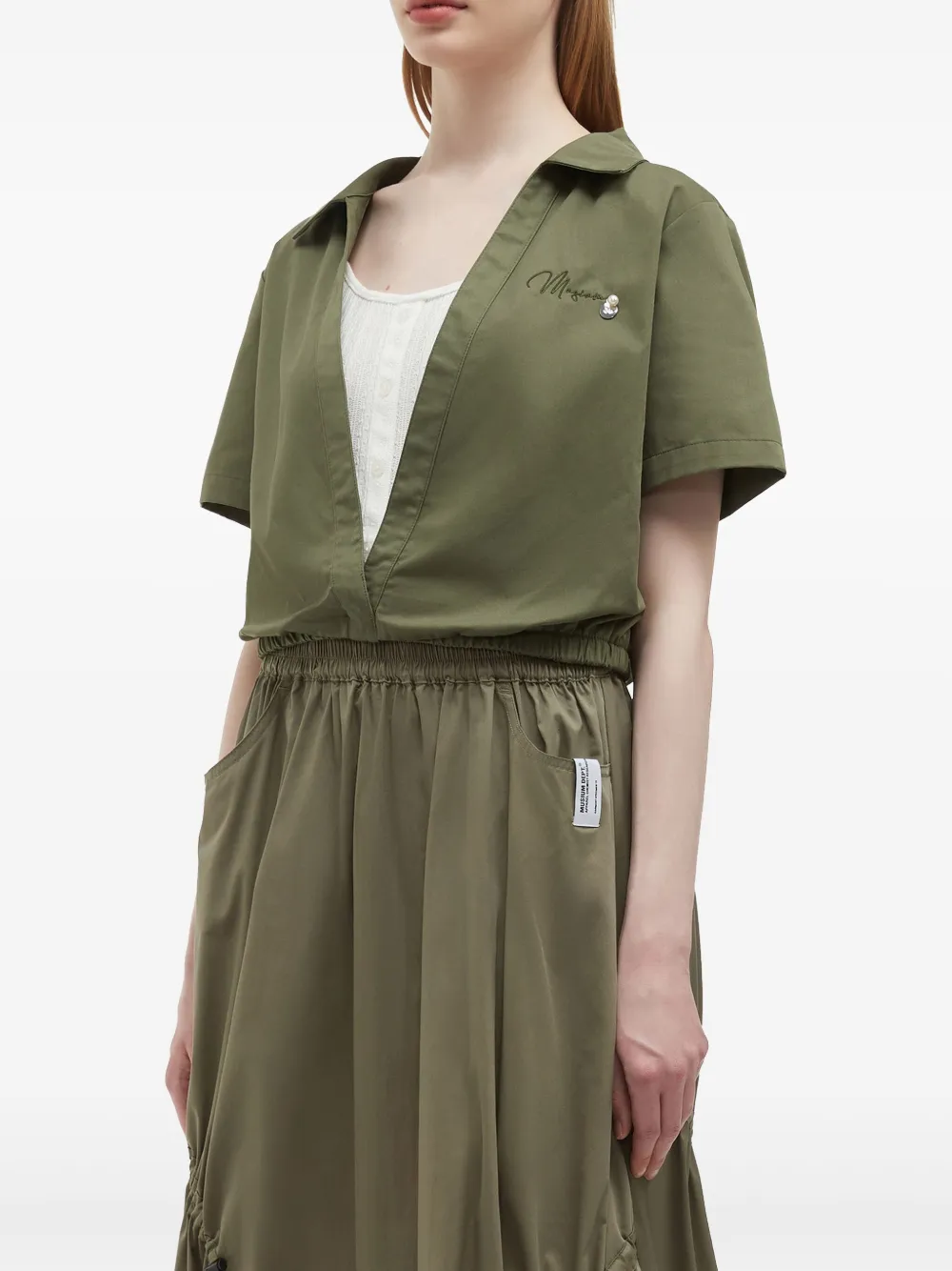 Musium Div. Blouse met geborduurd logo Groen
