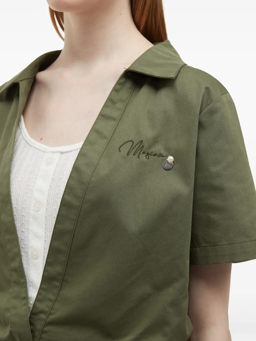 Musium Div. Blouse met geborduurd logo Groen