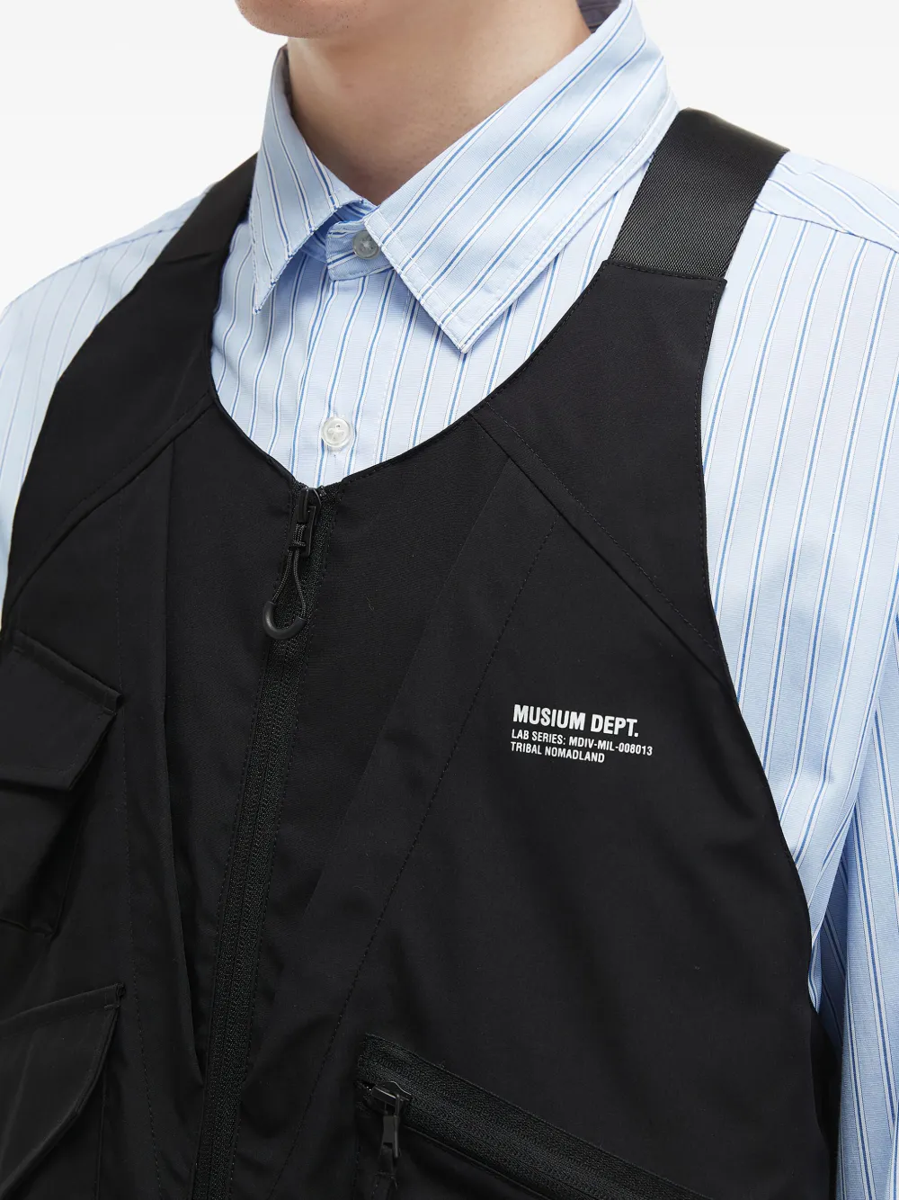Musium Div. Gilet met logoprint Zwart