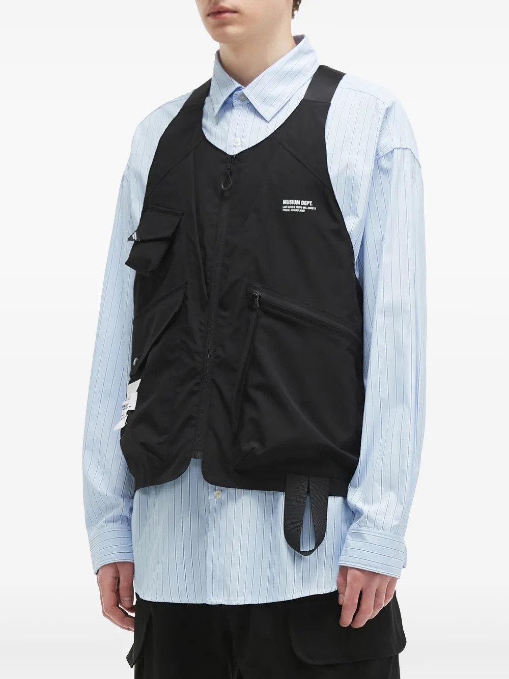 Musium Div. Gilet met logoprint Zwart