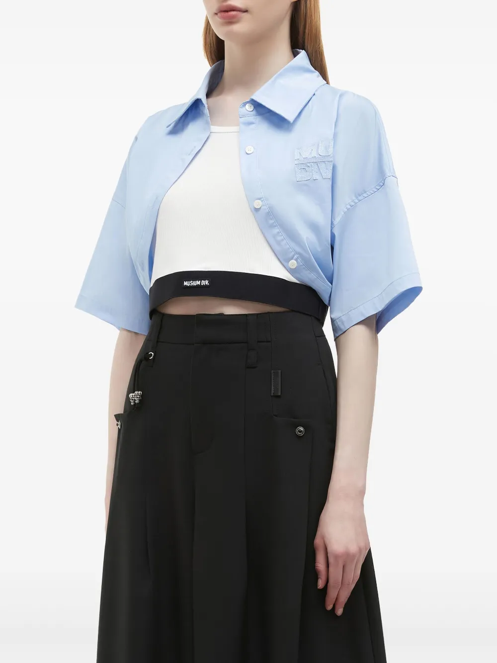 Musium Div. Top met logoprint Blauw