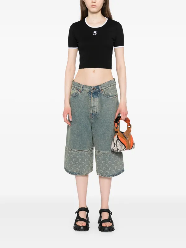 Marine Serre moon-logo Cropped Top | Black | FARFETCH