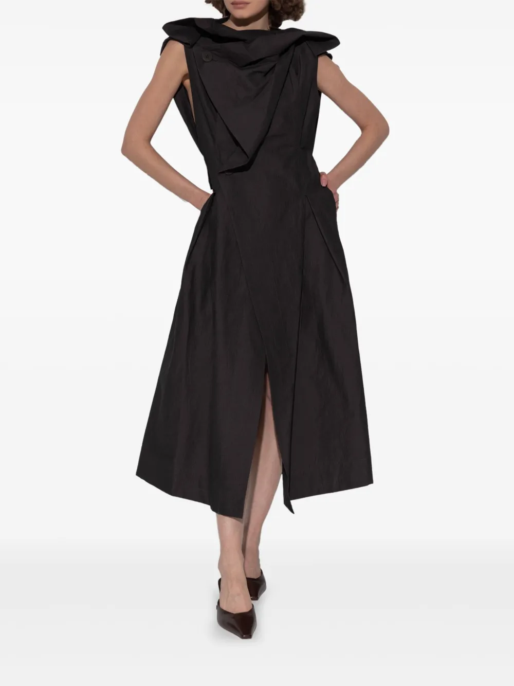 Issey Miyake draped dress - Bruin