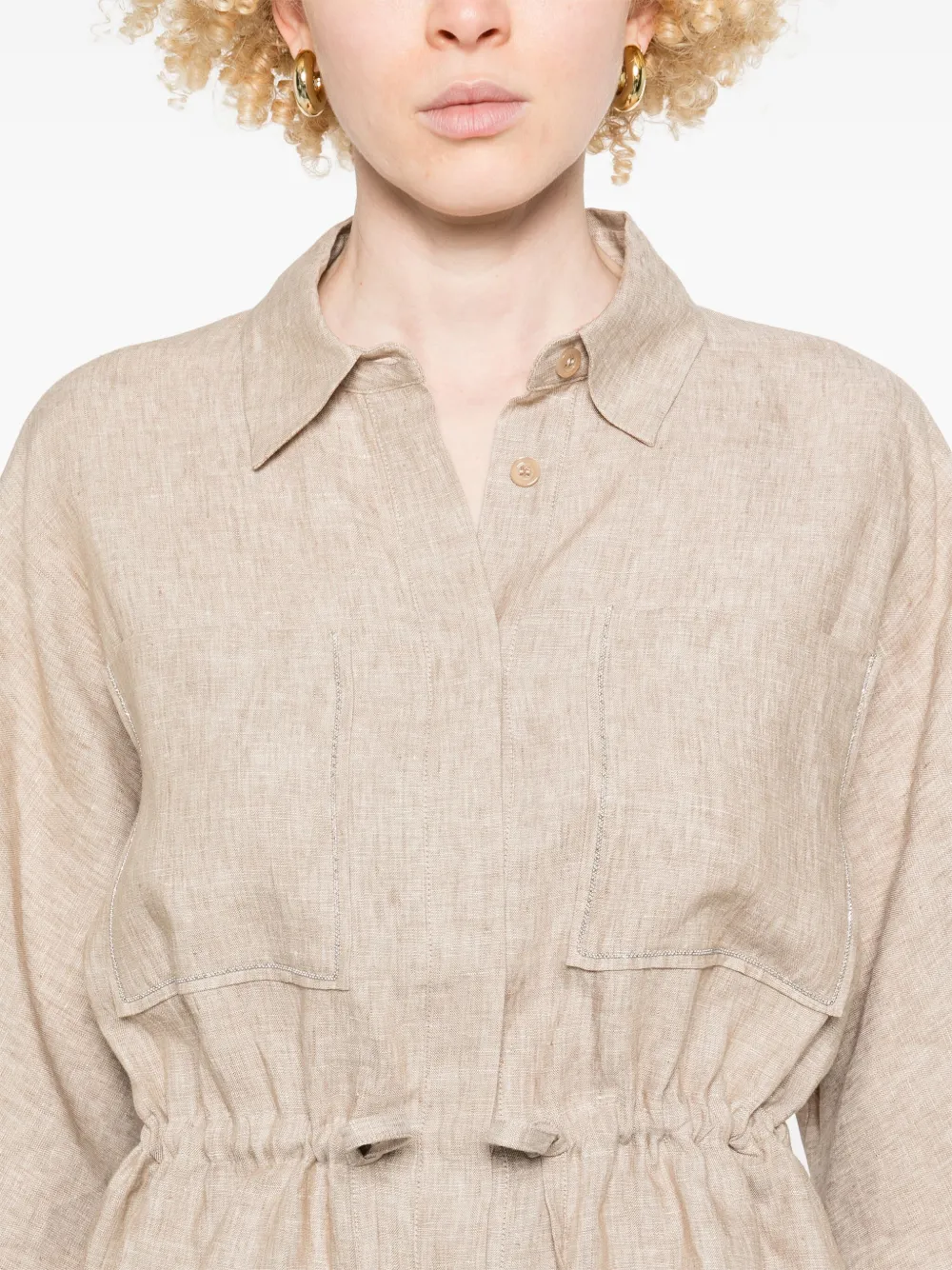 Peserico Linnen blouse Bruin