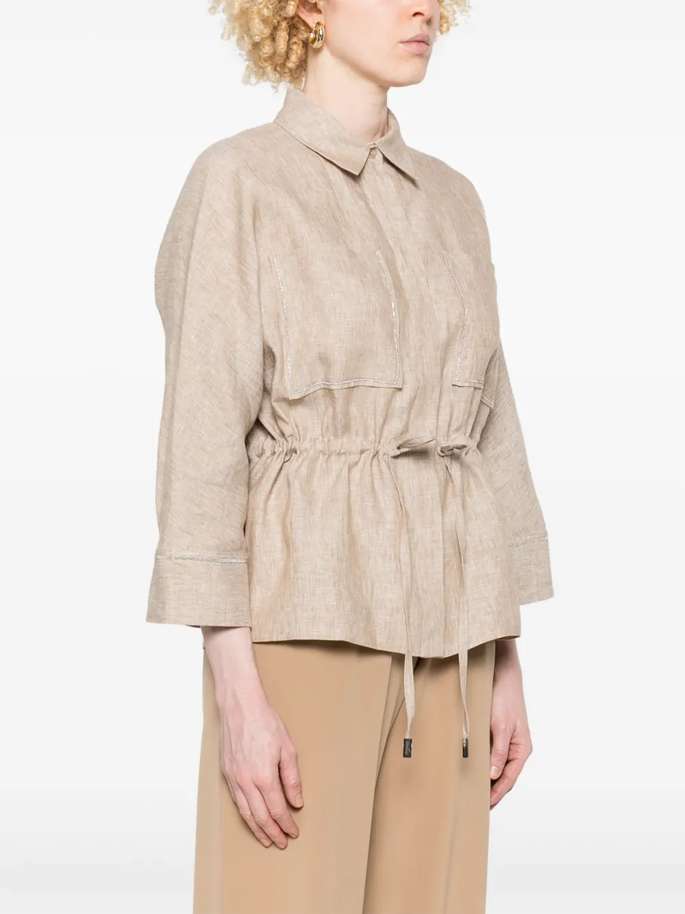 Peserico Linnen blouse Bruin