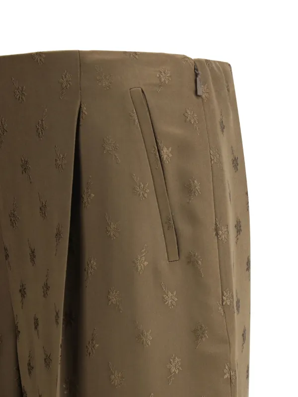 FENDI floral-jacquard Trousers | Brown | FARFETCH JO