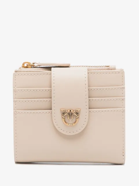 PINKO petit portefeuille en cuir lisse à logo