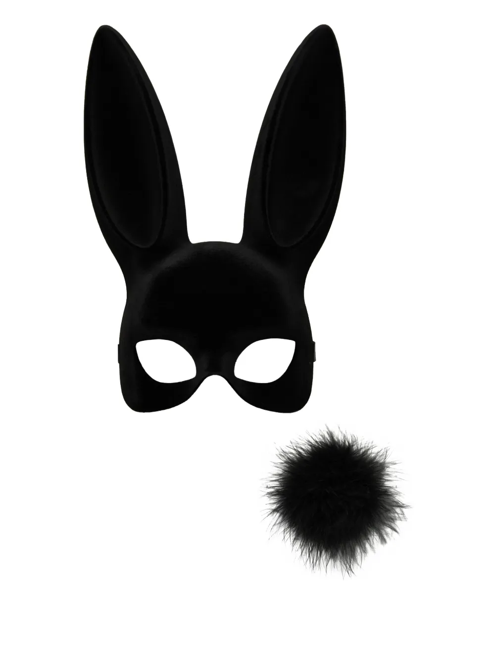 Maison Close velvet bunny mask and pompom | Black | Image 1