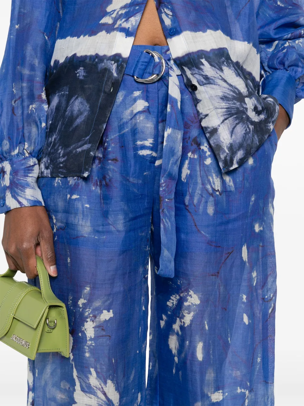 ERMANNO FIRENZE Broek met bloemenprint Blauw