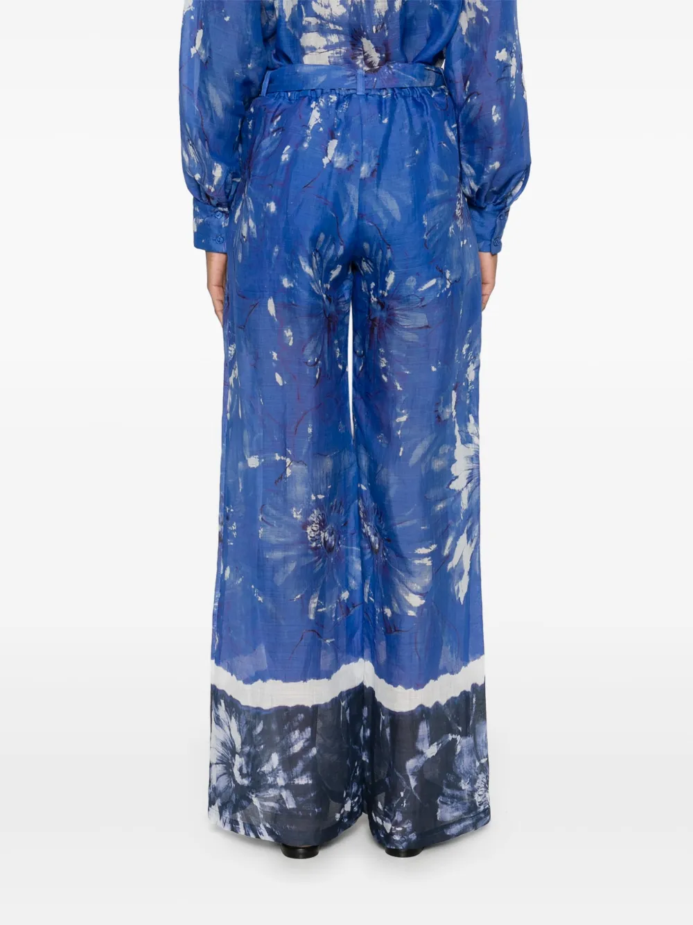 ERMANNO FIRENZE Broek met bloemenprint Blauw