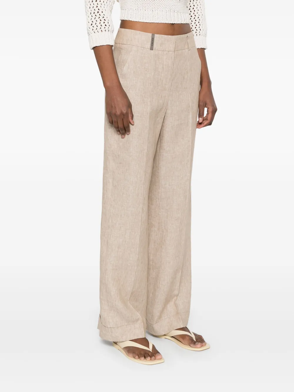 Peserico Linnen broek Beige