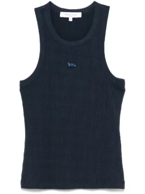 Maison Kitsuné Baby Fox Patch Ribbed Tank Top | Blue | FARFETCH