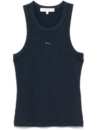 Maison Kitsuné Baby Fox Patch Ribbed Tank Top | Blue | FARFETCH